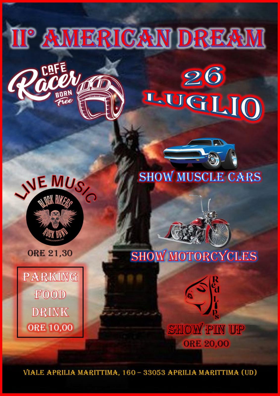 Locandina dell'evento dei Black Bikers del 26 luglio 2025 al Bar Cafè Racer.